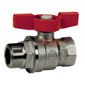 Кран шаровый НР-ВР R854 (бабочка-КРАСНАЯ) 1" 1/4